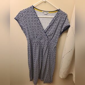 Lot of 2 BODEN V Wrap Neck Dresses, US6 Green & Navy Geometric